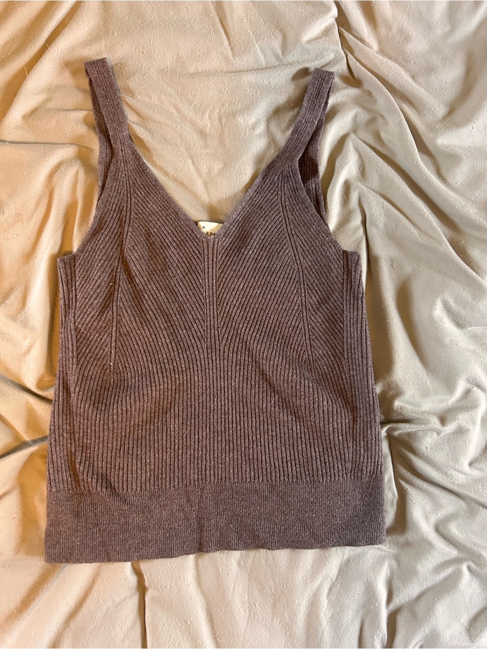 a new day Ribbed V-Neck Tank Top - Taupe